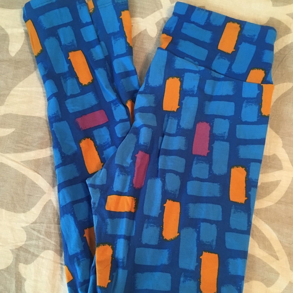 Lularoe leggings OS blue yellow pink